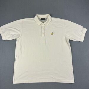 Vintage Masters Golf Shirt Polo‎ Mens XL Beige Augusta National Embroidered 90s